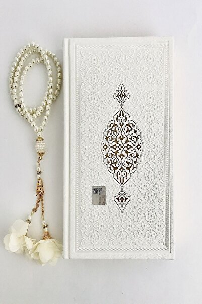 Hayrat Neşriyat Gelin Kuran'ı Kerim'i.hafız Boy(14 X 20) Termo Deri Beyaz Kuran-ı Kerim,inci Tesbih.