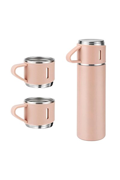 Titi 6006 Kupa Bardaklı Paslanmaz Çelik Termos Seti 500 Ml - Pembe