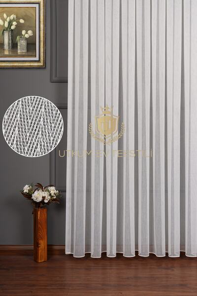 UTKUM EV TEKSTİL ÜRÜNLERİ Balık Sırtı Armür Düz Tül Perde 1/3 Sık Pile