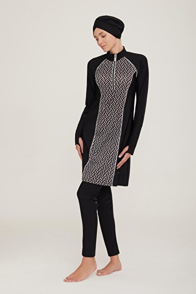 Adasea Γυναικείο μακρυμάνικο μαγιό Macella 2 μαύρο με χιτζάμπ 4c4t2n0