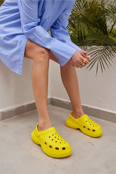 ANGELİNA JONES Parna Unisex Yellow Eva Summer Beach-day Platform Slippers
