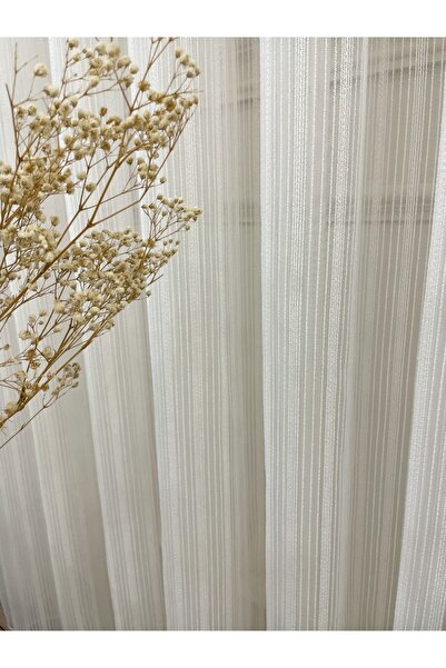 Brillant Modern Striped 1/2.5 Normal Pleat - Ecru Cream Color Tulle Curtain