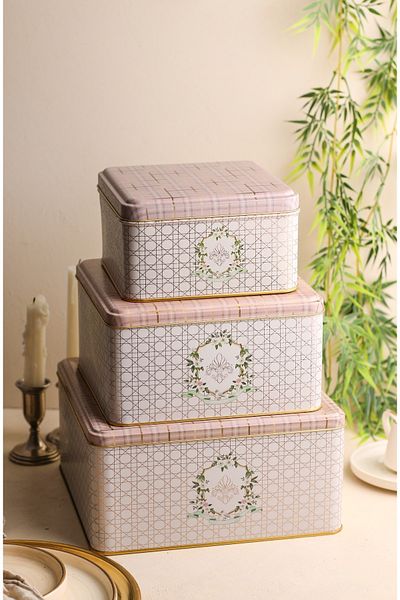 EVLE Rosy Patterned Metal Storage Container, Organizer Box, Makeup Organizer Erb13u7