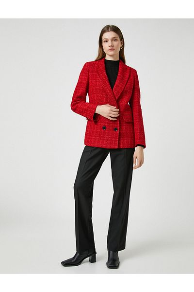 Koton High Waist Straight Leg Trousers
