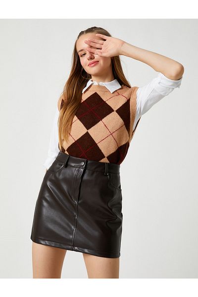 Koton Karierter Strickpullover