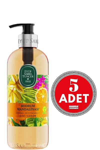 Eyüp Sabri Tuncer Bodrum Tangerine Natural Olive Oil Liquid Soap 500 Ml 5 Pieces