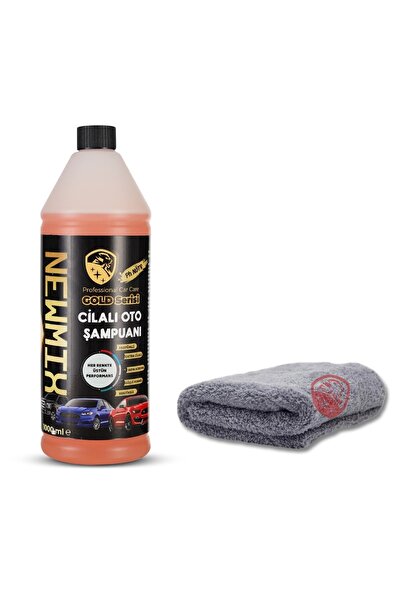 NEWMİX 1lt Gold Serisi Cilalı Oto Araba Şampuanı Oto Kurulama Bezi 50x70cm