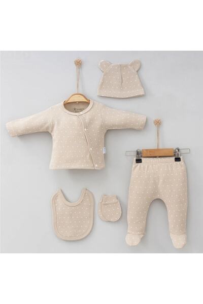 limebabies Newborn Baby Polka Dot Patterned Waffle Fabric Hospital Discharge Bodysuit Set