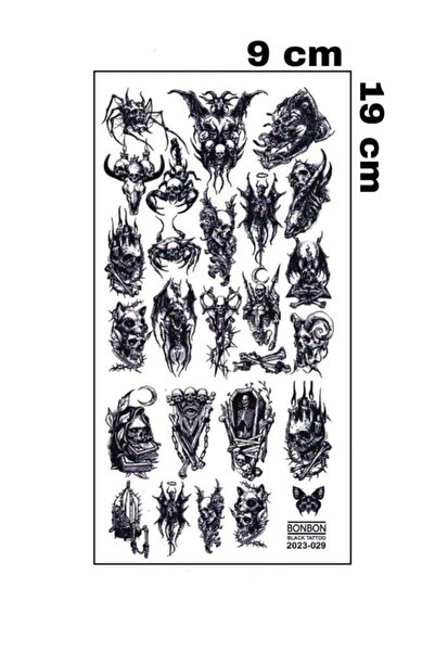 Mecit Tuhafiye Kuru Kafalar Çoklu Şekiller Geçici Dövme