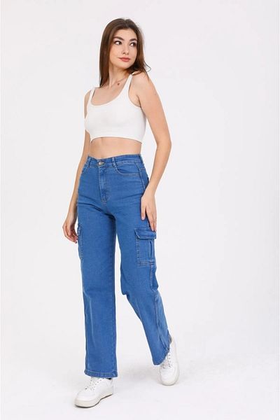 DRC trend Pantaloni de jean cu talie super înaltă, în lycra, fără buzunare la spate, cu talie medie Laura