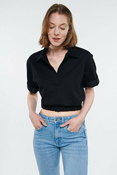 Mavi Polo Yaka Siyah Kadın Sweat 1611473-900