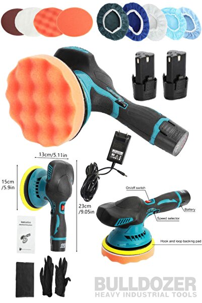 Bulldozer Çift Akülü Oto ve Motorsiklet Parlatma Polisaj Makinesi