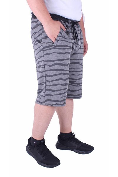 MocGrande Ανδρικό χτενισμένο βαμβακερό σορτς - Plus Size, Diagonal 23601, Γκρι