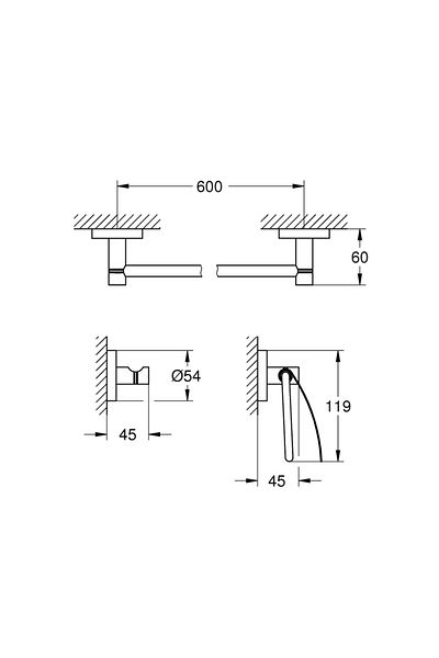 Grohe Essentials Guest 3 in 1 Bathroom Accessory Set - 40775001