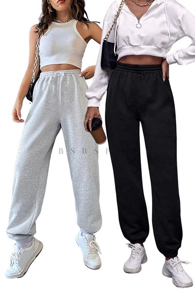 BSBSPOR Καλοκαιρινό φαρδύ αθλητικό παντελόνι Jogger Oversize Loose Ανδρικά - Γυναικεία Συμβατή Διπλή Συσκευασία