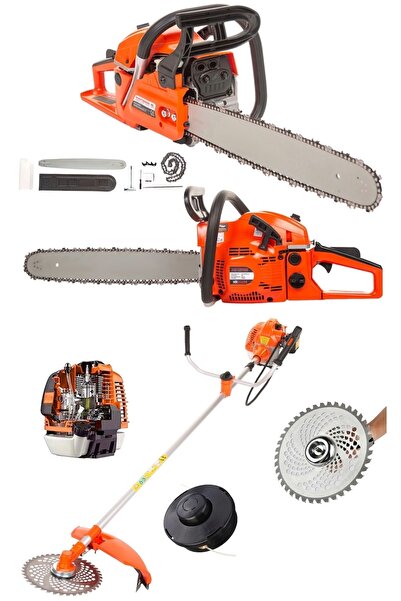 DYNAMİC MAX 2'li Set 7.9 Hp Benzinli Yandan Çim Ot Çalı Biçme Ve Odun Ağaç Ke...