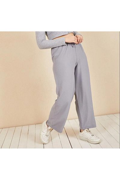FATELLA Women's Elastic Waist Palazzo Aerobin Trousers