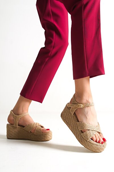 Modabuymus Straw Wedge Sole Cross Strap Espadrille Women's Sandals - Yummy