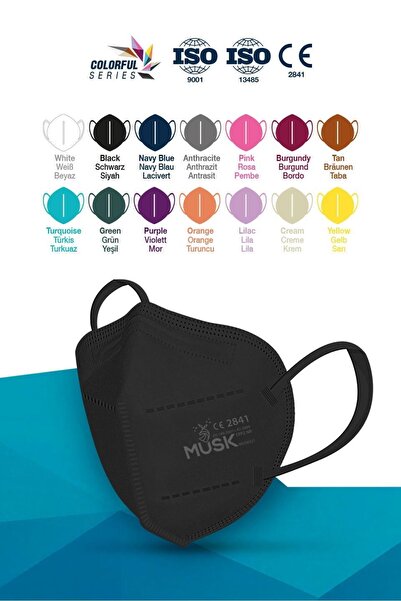 Musk Ffp2 N95 Maske Siyah Renk 10 Adet