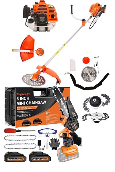 DYNAMİC MAX 2'li Set 9 Hp Benzinli Yandan Çim Ot Çalı Biçme Ve 128vf Şajlı Çi...