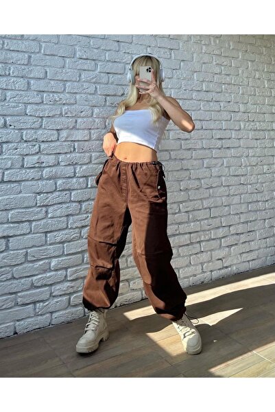 weywot بنطال قماش المظلة التكتيكي باللون البني