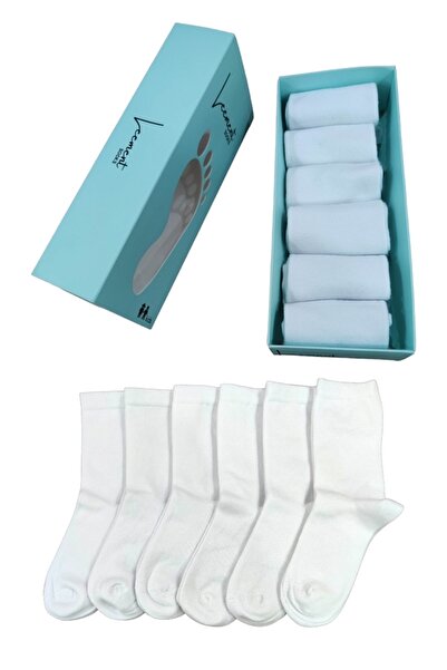 Leement socks Детски ученически чорапи, обикновени, бели, 6 чифта, памучни, б...