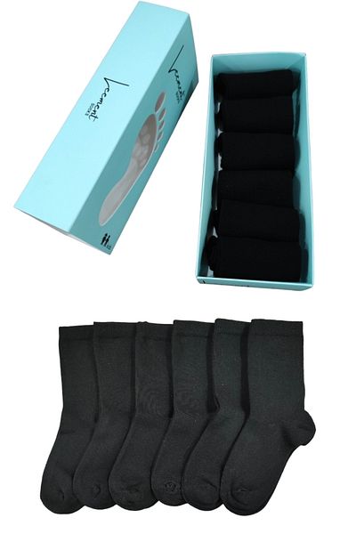 Leement socks Детски ученически чорапи, обикновени, черни, 6 чифта, памучни, безшевни