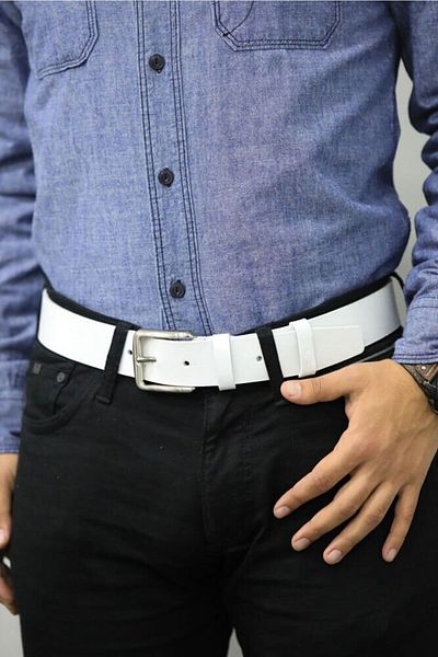 GUARD Genuine Leather White Men's Belt K-132
