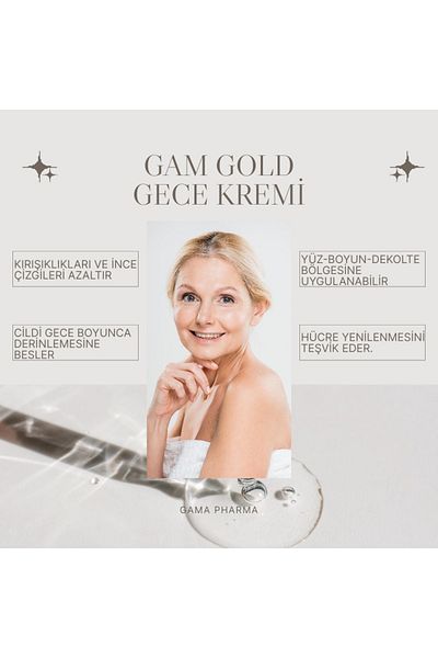 GAM Night Cream - Gold Content, Anti-Wrinkle, Moisturizer, Colloidal Gold with Vitamins