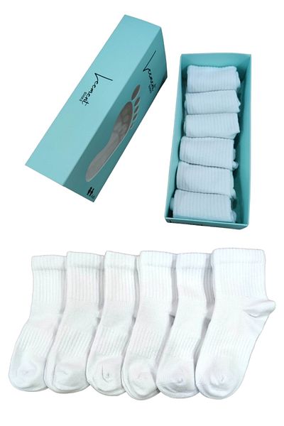 Leement socks Детски безшевни памучни чорапи със среден крачол, 6 чифта