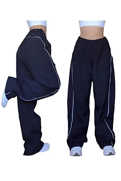 weywot Unisex Αλεξίπτωτο ύφασμα φαρδύ Trotters Loose Fit Μέση ελαστικό πόδι Φούτερ