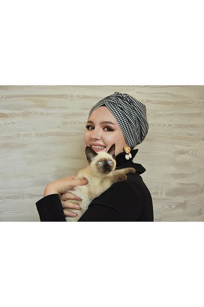 ARTİZİA Basic Series Houndstooth Patterned Non-Filled Hijab Bonnet