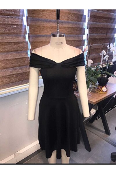 Secret Passion Lingerie Esnek Kumaş Madonna Yaka Midi Boy Omuz Dekolteli Kloş Midi Elbise Abiye Elbise 58928 671