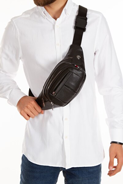 Newish Polo Curea încrucișată neagră, impermeabilă, unisex, cu priză pentru c...