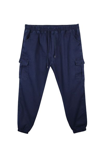 marufshop Large Size Jeans Jogger Trousers with Cargo Pockets Navy