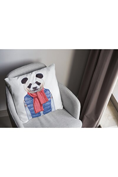 RUGSMODERN Pernă 156 Panda în vestă albastră Husă de pernă cu tematică animal...