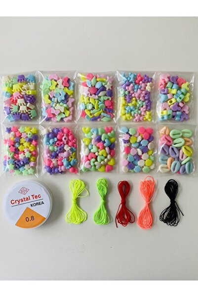 yağmur gökçe No:180 Çocuk Takı Yapım Seti Akrilik Figür Boncuk Misine Ve Para...