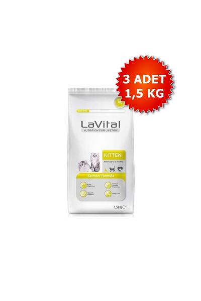 LaVital Lavital Somonlu Yavru Kedi Maması 1.5 Kg X 3 Adet