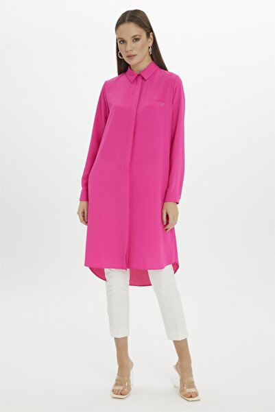 Zühre Gizli Düğme Detaylı Tunik Fuşya T-0767