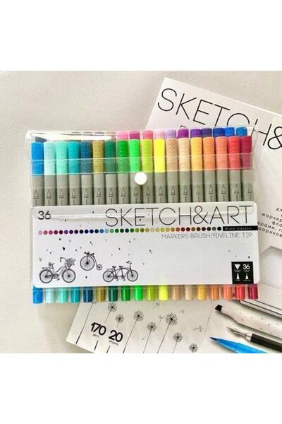 Bruno Visconti Sketch & Art Çift Taraflı Brush Pen Ve Fineliner (FIRÇA UÇLU İNCE UÇ) 36 Renk.