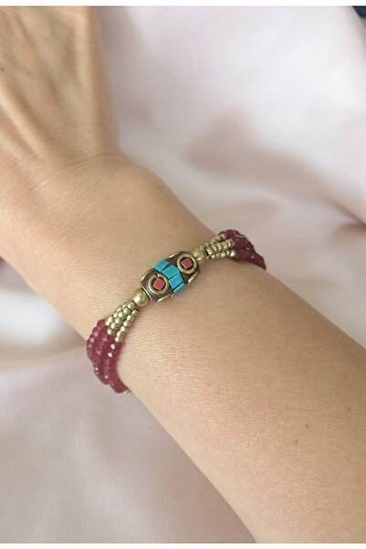 Bylin سوار من النحاس وحجر الكريستال الأحمر