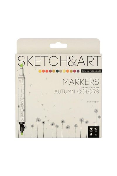 Bruno Visconti Sketch & Art Double Sided Marker Pen 12 Colors-autumn