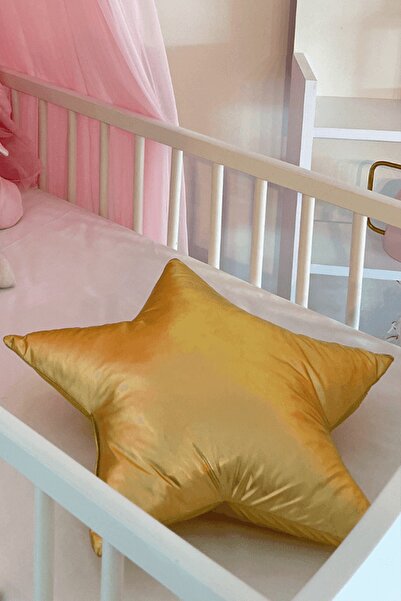 Pastelya Yastık Gold Yıldız Aksesuar Lame Kumaş
