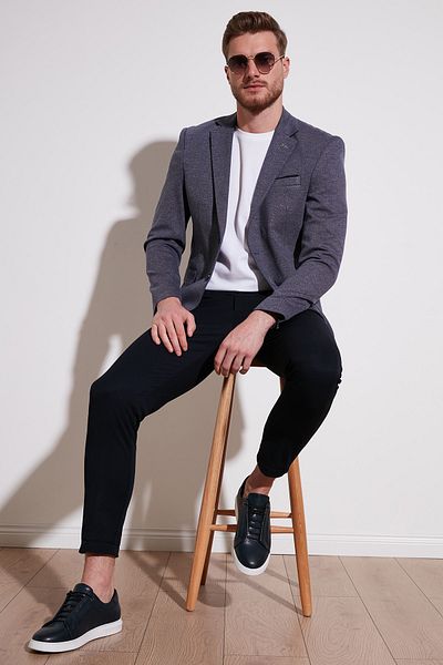Buratti Slim Fit мъжко сако с 6 капки и двойна цепка Savue