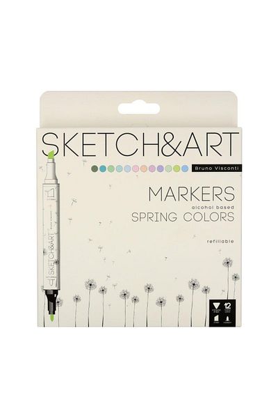 Bruno Visconti Sketch & Art Double Sided Marker Pen 12 Colors-spring