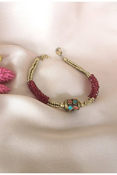 Bylin سوار من النحاس وحجر الكريستال الأحمر