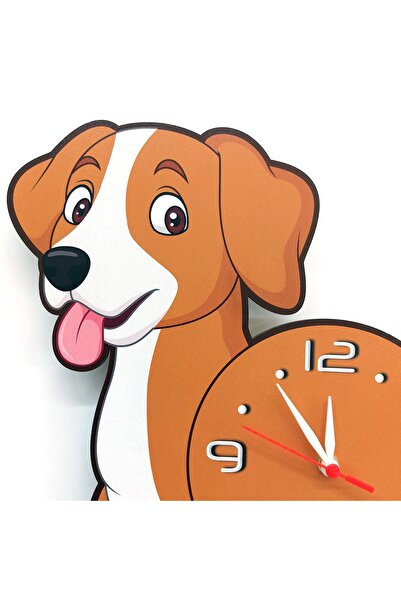 CajuArt Cute Brown Dog Kids Room Wall Clock Decor