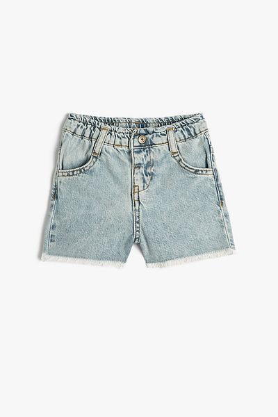 Koton Pantaloni scurți din denim cu buzunar cu talie elastică fetiță 3smg40005ad