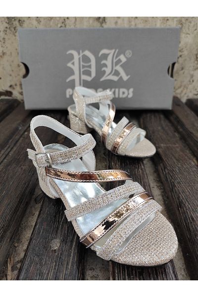 Panda Shoes 26-37 Size 3 Stripe Crossed Girl's Evening Dress Heeled Shoes