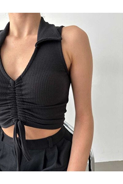 AFK Γυναικείο μπλουζάκι με γιακά πόλο με συσπειρωμένο μπροστινό μέρος